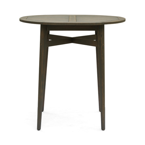 40" Gray Wood and Solid + Manufactured Wood Round Outdoor Bar Table