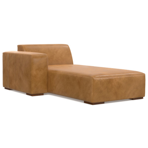 122" Sienna Leather Modular Sofa With Brown Legs