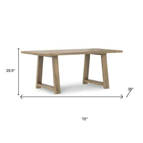 72" Gray Solid Wood Dining Table