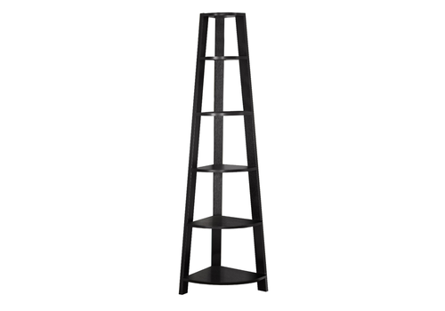71" Espresso Wood Five Tier Corner Bookcase
