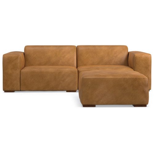 88" Sienna Leather Sofa With Ottoman With Brown Legs