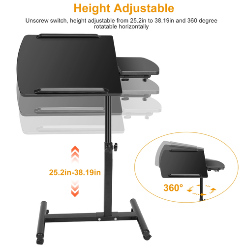 Over-Bed Laptop Table Rolling Tilt Lap Stand Desk Sofa Chair 