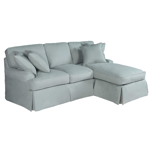 Sunset Trading Horizon Replacement Slipcover Only for T-Cushion Sectional Sofa with Chaise | Performance Fabric Washable Water-Resistant Stain-Proof | Ocean Blue