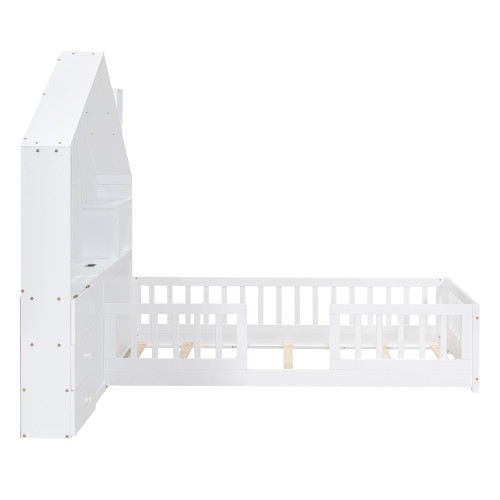 White Wood Twin Canopy Bed Frame With Drawers