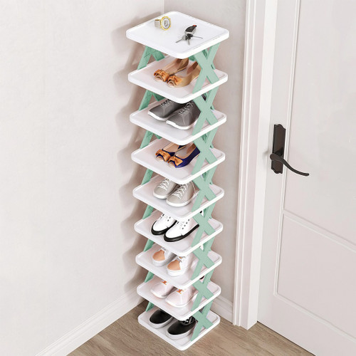 9Tier Narrow Entryway Shoe Rack Plastic Vertical Shoe