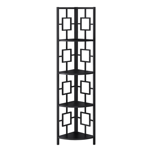62" Black Metal Corner Bookcase