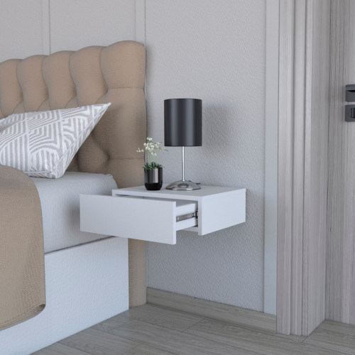 16" White Wood Nightstand