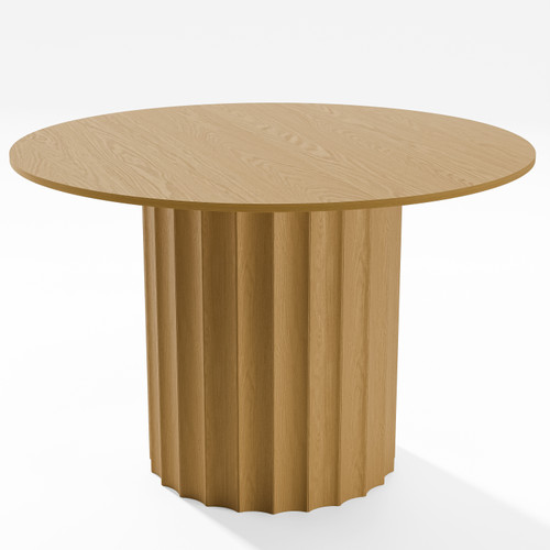 46" Natural Solid Wood Pedestal Base Round Top Dining Table