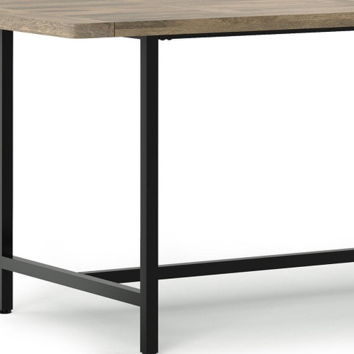 72" Gray and Black Solid Wood and Iron Frame Base Dining Table