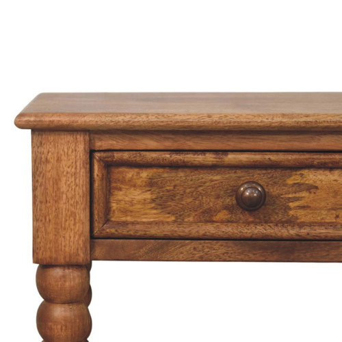 24" Brown Solid Wood Two Drawer Nightstand