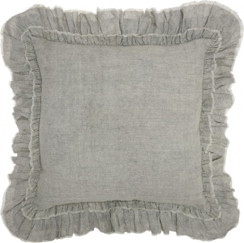 Homeroots Home Decor Dainty Ruffle Edged Light Gray Throw Pillow, Light Gray, 24 x 24 Inch