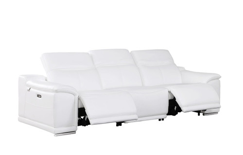 Three Piece White Genuine Leather Six Person Seating Set