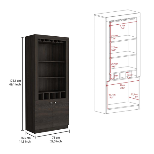 Cheshire 2 Piece Living Room Set, Bar Cabinet +  Coffee Table
