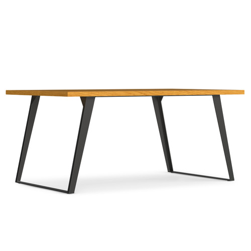 66" Oak and Gray Wood and Iron Frame Base Dining Table
