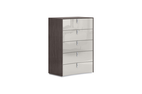 31" Brown And Beige Wood Five Drawer Gentlemens Chest