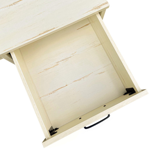 47" Antiqued White Wood Wall Mounted Pedestal Writing Desk