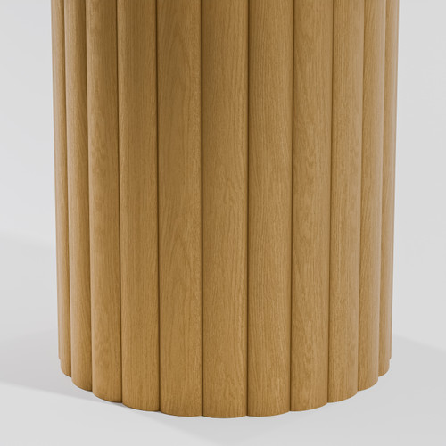 46" Natural Solid Wood Pedestal Base Round Top Dining Table