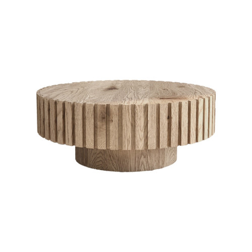 32" Natural Wood Round Pedestal Coffee Table