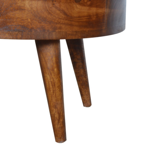 34" Chestnut Solid Wood Oval Coffee Table With Two Drawers