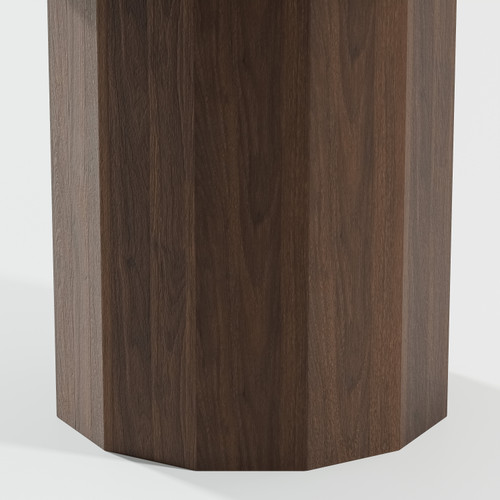 46" Walnut Wood Pedestal Base Round Top Dining Table