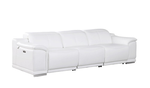 Three Piece White Genuine Leather Six Person Seating Set