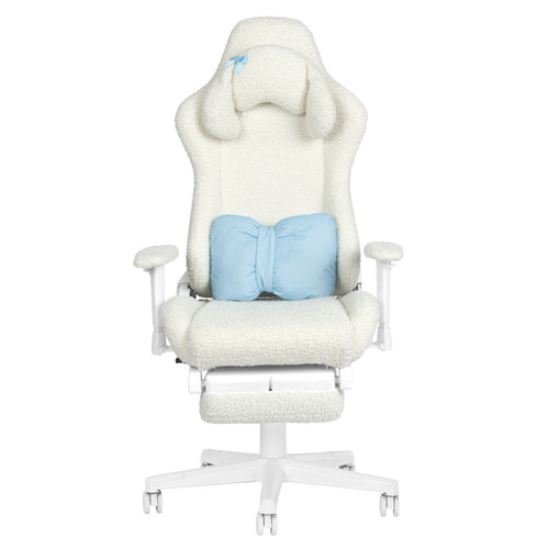 White Adjustable Height Swivel Rolling Gaming Chair