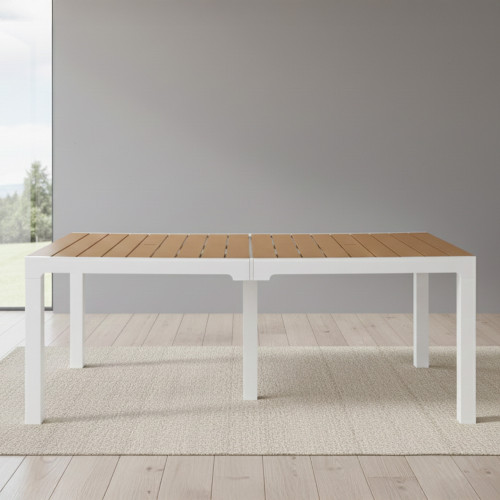 35" White Heavy Duty Plastic Folding Outdoor Dining Table with Umbrella Hole