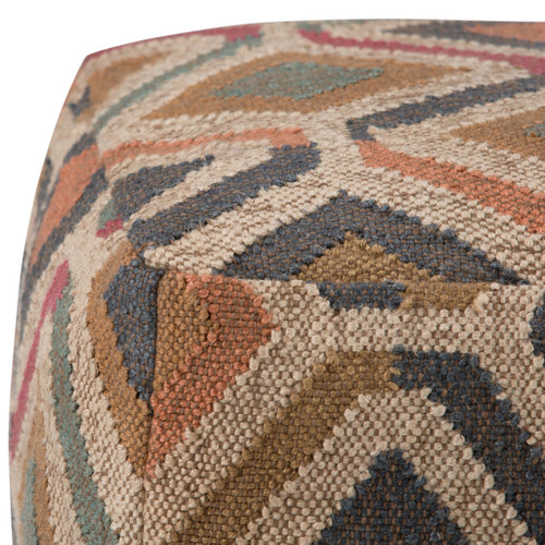 20" Blue Jute Pouf Ottoman