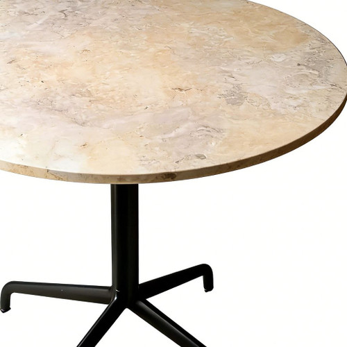 24" Two Piece White and Black Stone and Steel Rounded Bar Table