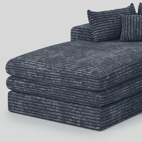 121" Gray Corduroy Sofa