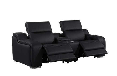 Three Piece Black Leather Six Person Seating Set