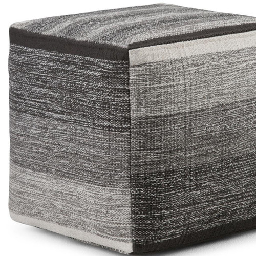 16" Gray Cotton Cube Pouf Ottoman