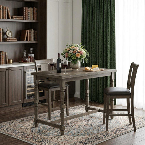 54" Walnut Solid Wood Rectangular Bar Table