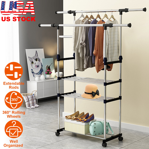 Extendable Garment Hanging Rack Clothing Hanging 