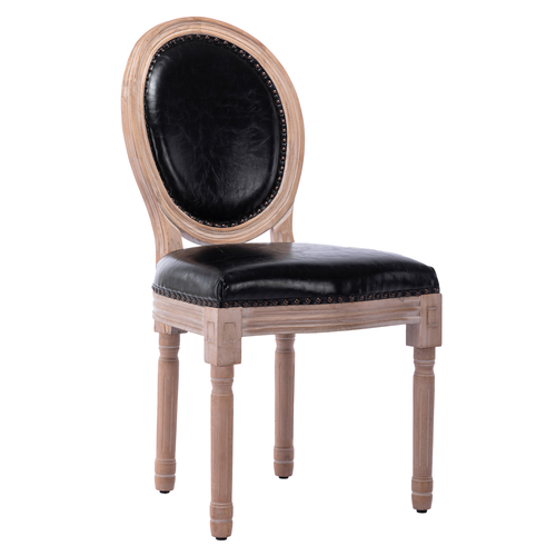 Upholstered French Dining Chair with rubber legs PU leather