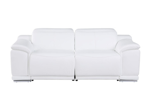 Three Piece White Genuine Leather Six Person Seating Set