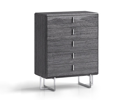 38" Gray Wood Five Drawer Gentlemens Chest
