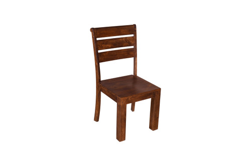 Seven Piece Brown Solid Wood Dining Set with Six Chairs