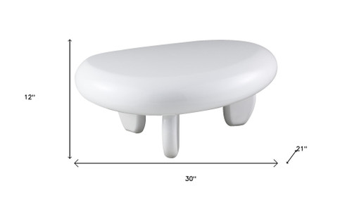 30" White Wood Free Form Coffee Table