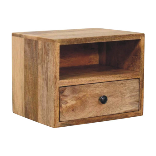 12" Oak Solid Wood One Drawer Floating Nightstand