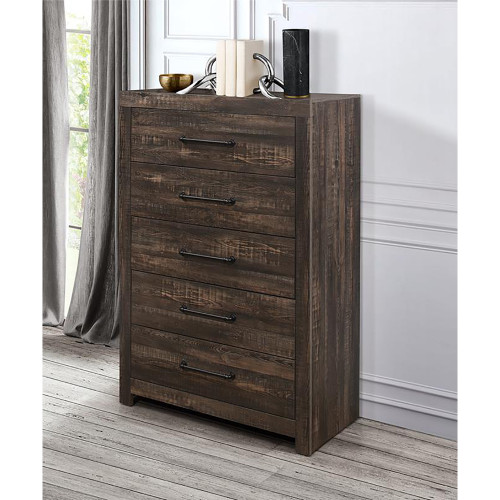 32" Oak Wood Five Drawer Dresser