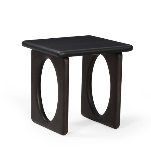 20" Black Solid Wood Square Sled End Table