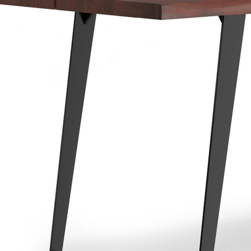 72" Walnut and Black Wood and Iron Frame Base Dining Table