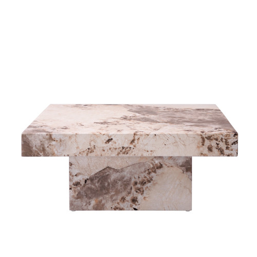 36" Natural Cement Square Pedestal Coffee Table