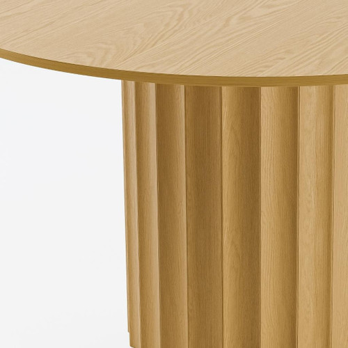 52" Natural Solid Wood Pedestal Base Round Top Dining Table