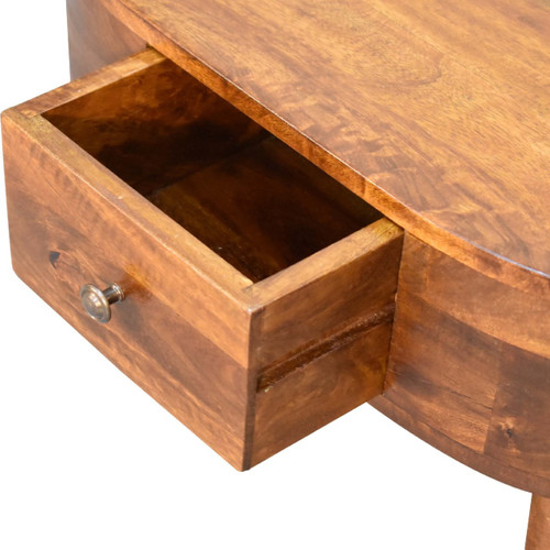 26" Chestnut Solid Wood Oval Coffee Table With Drawer