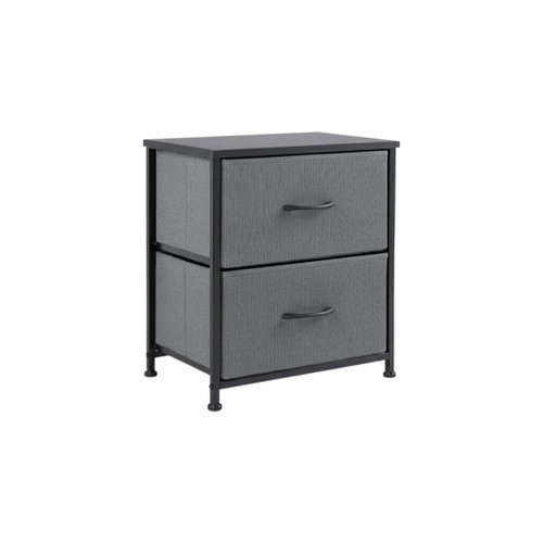 Set of Two 20" Gray Iron and Wood Two Drawer Nightstand
