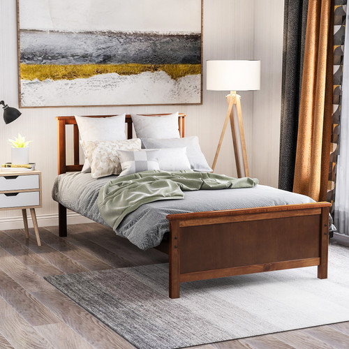 Walnut Wood Twin Bed Frame