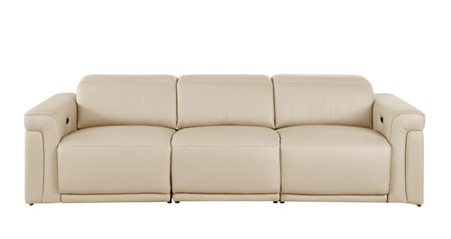 Three Piece Beige Italian Leather Six Person Seating Set