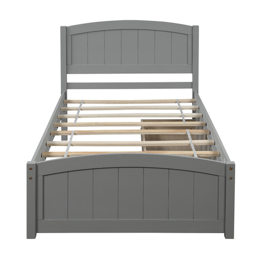 Gray Wood Twin Bed Frame With Drawers
